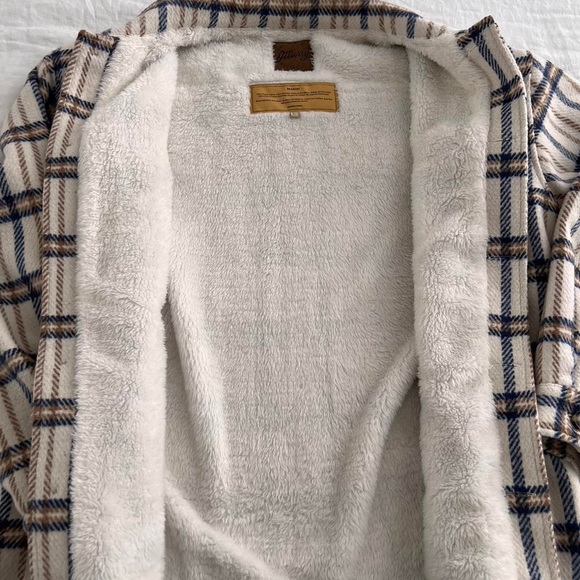 Ottawa the label cream & blue FLANNEL SHIRT/JACKET - size large - Sherpa - Picture 5 of 5